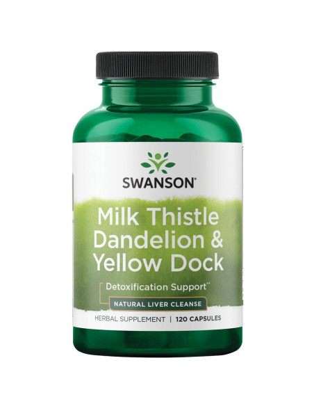 Swanson Milk Thistle, Dandelion & Yellow Dock - Ostropest Plamisty, Mniszek Lekarski I Szczaw Żółty (120 Kaps.)