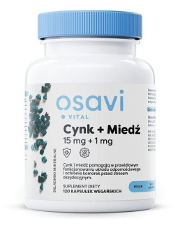 OSAVI Cynk 15 mg + Miedź 1 mg (120 kaps.)
