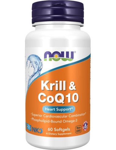 NOW FOODS Neptune Krill & Q10 - Olej z kryla 500 mg z Koenzymem Q10 50 mg (60 kaps.)