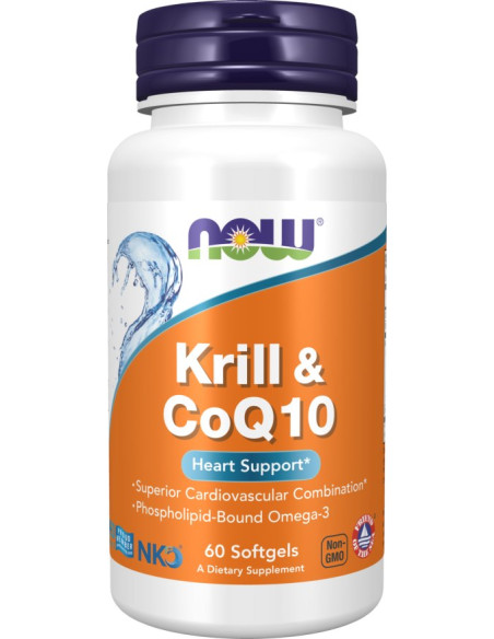 NOW FOODS Neptune Krill & Q10 - Olej z kryla 500 mg z Koenzymem Q10 50 mg (60 kaps.)
