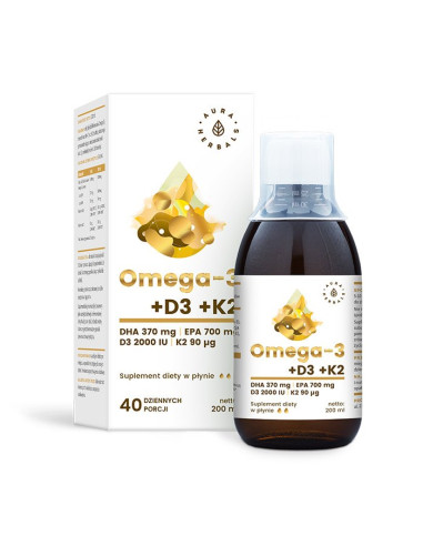 Omega-3 (370 DHA) + D3 (2000IU) + K2MK7 w płynie (200 ml)