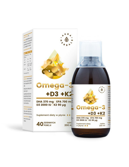 Omega-3 (370 DHA) + D3 (2000IU) + K2MK7 w płynie (200 ml)