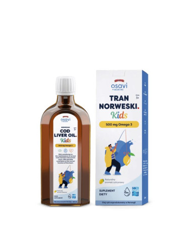 Tran Norweski Kids 500 mg Omega 3 - smak cytrynowy (250 ml)