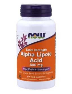 ALA - Kwas Alfa Liponowy 600 mg + Ekstrakt z Winogron + Bioperyna (60 kaps.)