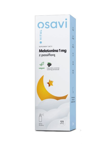 Melatonina 1 mg z passiflorą - o smaku czarnej porzeczki (25 ml)