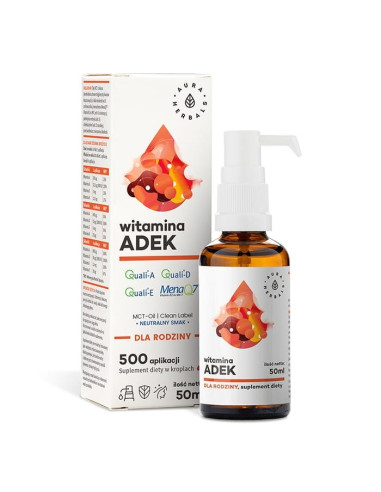 Witamina A + D3 + E + K2 MK7 (ADEK) - dla rodziny (50 ml)