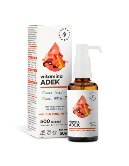 Witamina A + D3 + E + K2 MK7 (ADEK) - dla rodziny (50 ml)