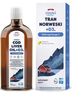 OSAVI Tran Norweski +D3, 1000 mg Omega 3 - smak cytrynowy (250 ml)