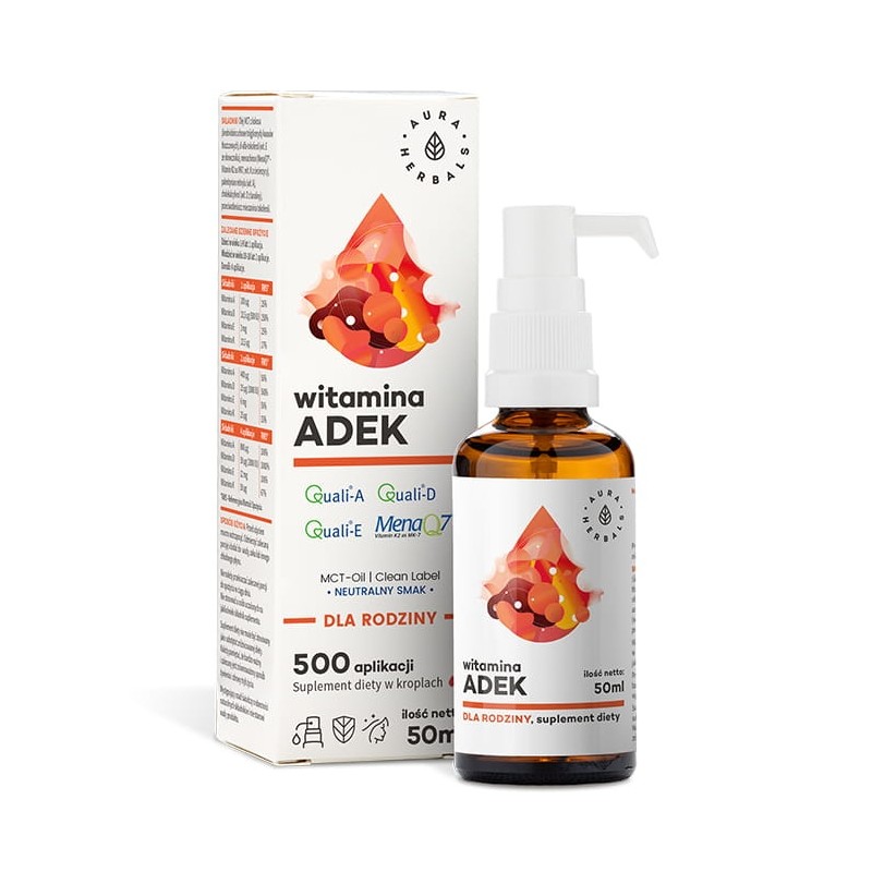 Witamina A + D3 + E + K2 MK7 (ADEK) - dla rodziny (50 ml)