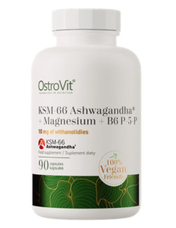 Ostrovit Ksm-66 Ashwagandha + Magnez + B6 P-5-P Vege (90 Kaps.)