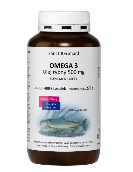 Krauterhaus Sanct Bernhard Omega 3 Olej Rybny 500 Mg (400 Kaps.)