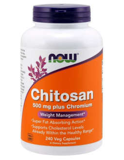 Now Foods Chitosan - Chitozan 500 Mg + Chrom 100 Mcg (240 Kaps.)