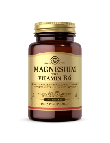 Solgar Magnesium With Vitamin B6 - Magnez Z Witaminą B6 (100 Tabl.)