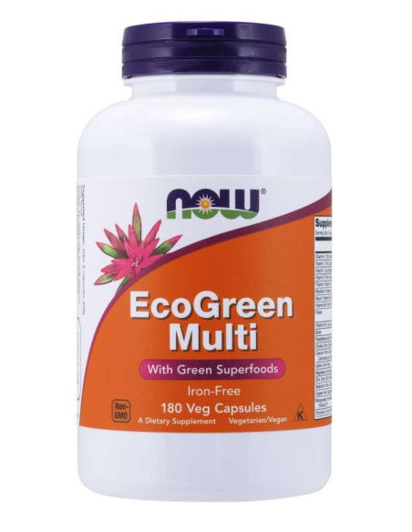 Now Foods Ecogreen Multi - Zestaw Witamin I Minerałów Bez Żelaza (180 Kaps.)