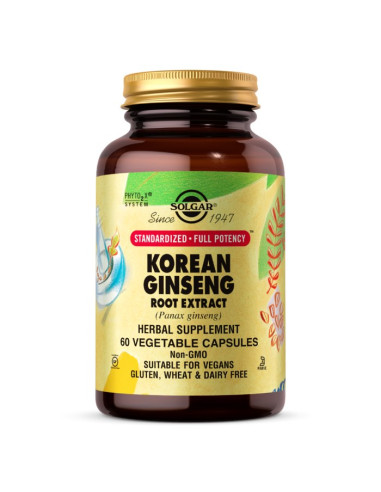 Solgar Korean Ginseng Root Extract Sfp - Wyciąg Z Korzenia Żeń-Szeń Koreański (60 Kaps.)