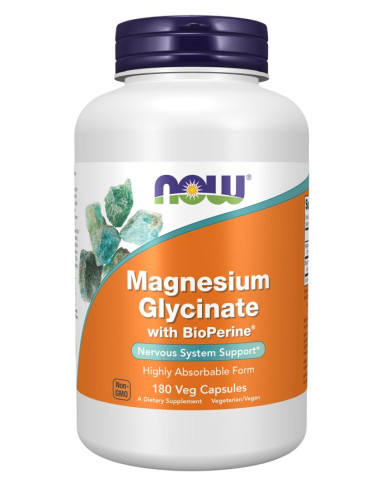 Now Foods Magnesium Glycinate With Bioperine - Glicynian Magnezu Z Bioperyną (180 Kaps.)