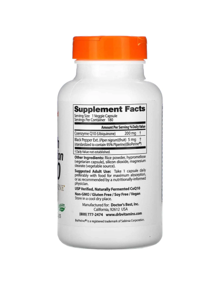 Koenzym Q10 100 mg i Piperyna BioPerine - Vegan (180 kaps.)