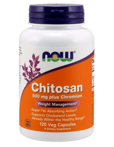 Now Foods Chitosan - Chitozan 500 Mg + Chrom 100 Mcg (120 Kaps.)