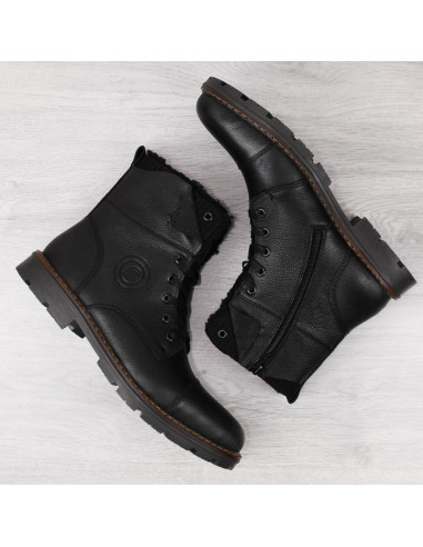 Skórzane botki ocieplane wełną rieker m rkr296