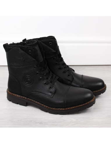 Skórzane botki ocieplane wełną rieker m rkr296