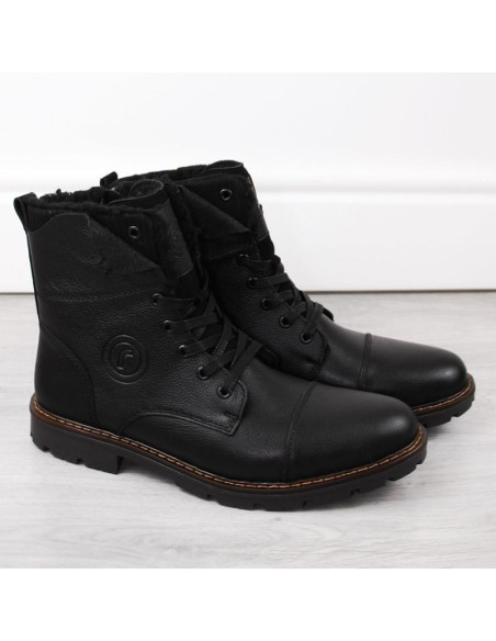 Skórzane botki ocieplane wełną rieker m rkr296