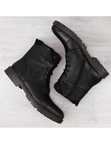 Skórzane botki ocieplane wełną rieker m rkr296