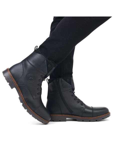 Skórzane botki ocieplane wełną rieker m rkr296