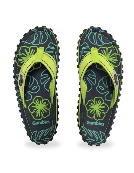 Japonki gumbies islander flip-flops lime hibiscus