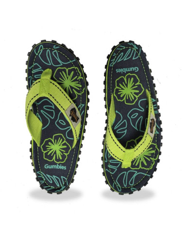 Japonki gumbies islander flip-flops lime hibiscus