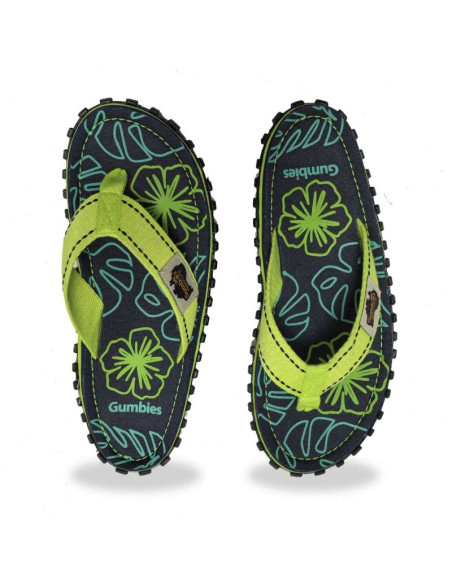 Japonki gumbies islander flip-flops lime hibiscus