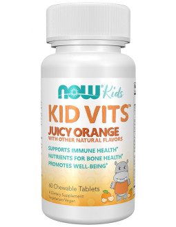 Now Foods Kid Vits Juicy Orange -  Witaminy I Minerały Dla Dzieci Kid Vits Smak Pomarańczowy (60 Tabl.)