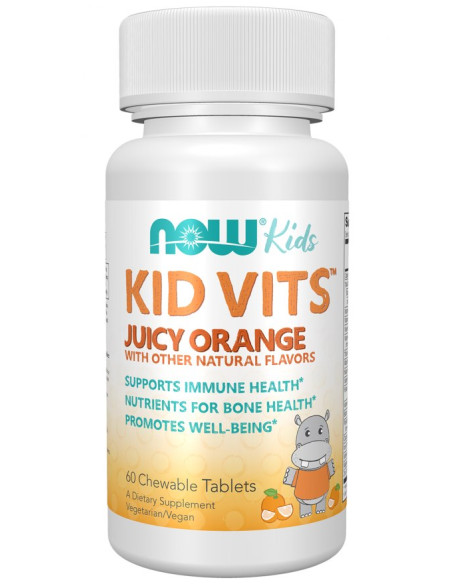 Now Foods Kid Vits Juicy Orange -  Witaminy I Minerały Dla Dzieci Kid Vits Smak Pomarańczowy (60 Tabl.)