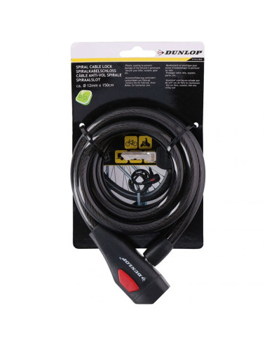 Zapięcie rowerowe dunlop spiral cable lock 12 mm 150 cm st 75570
