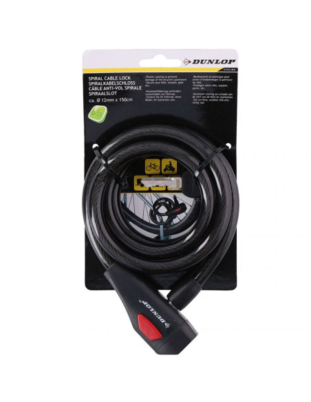 Zapięcie rowerowe dunlop spiral cable lock 12 mm 150 cm st 75570