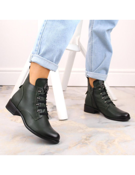 Botki na płaskim obcasie ocieplane jezzi w jez412