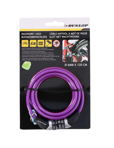 Zapięcie rowerowe dunlop spiralne,szyfr 0,6x120 cm