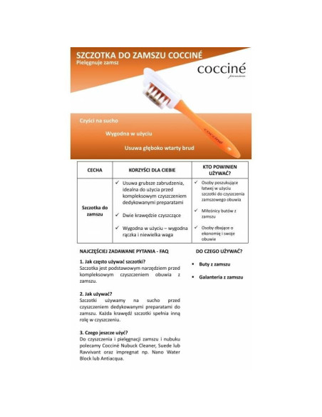 Szczotka do czyszczenia zamszu coccine