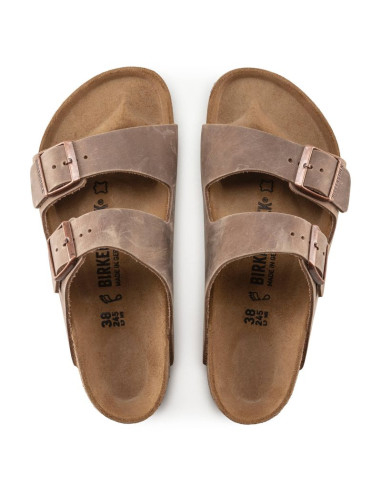 Klapki męskie brązowe birkenstock arizona tabacco brown narrow wąskie (0352203)