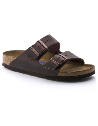 Klapki damskie birkenstock arizona soft footbed oiled leather habana narrow wąskie (0452763)