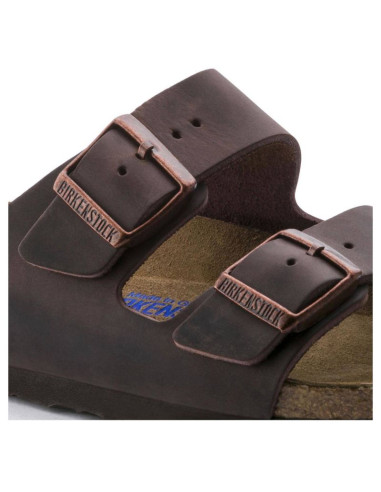 Klapki damskie birkenstock arizona soft footbed oiled leather habana narrow wąskie (0452763)