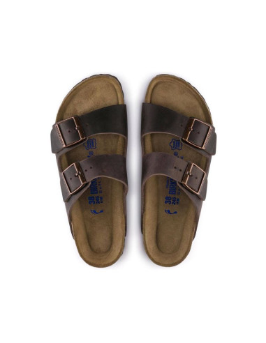 Klapki damskie birkenstock arizona soft footbed oiled leather habana narrow wąskie (0452763)