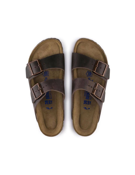 Klapki damskie birkenstock arizona soft footbed oiled leather habana narrow wąskie (0452763)