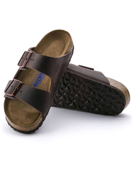 Klapki damskie birkenstock arizona soft footbed oiled leather habana narrow wąskie (0452763)