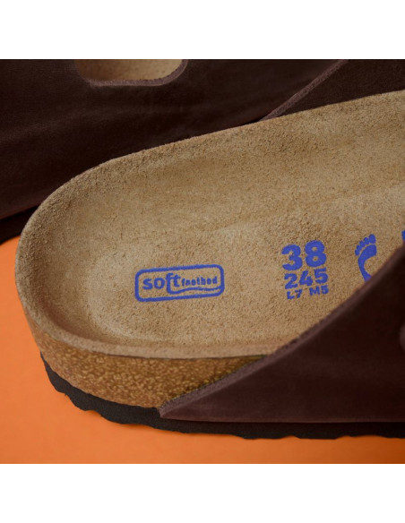Klapki damskie birkenstock arizona soft footbed oiled leather habana narrow wąskie (0452763)