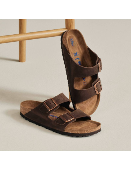 Klapki damskie birkenstock arizona soft footbed oiled leather habana narrow wąskie (0452763)