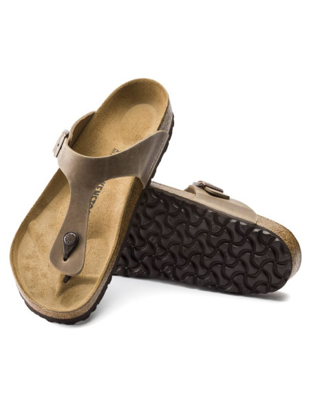 Japonki damskie birkenstock gizeh oiled leather tabacco brown regular szerokie (0943811)