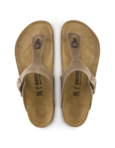 Japonki damskie birkenstock gizeh oiled leather tabacco brown regular szerokie (0943811)
