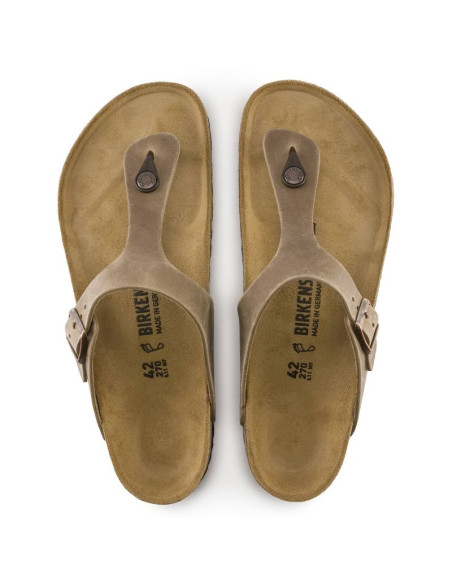 Japonki damskie birkenstock gizeh oiled leather tabacco brown regular szerokie (0943811)
