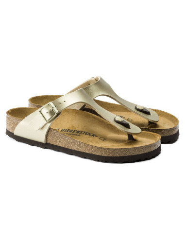 Japonki damskie birkenstock gizeh birko-flor gold złote narrow wąskie (1016109)