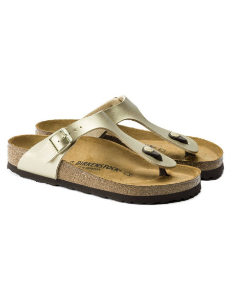 Japonki damskie birkenstock gizeh birko-flor gold złote narrow wąskie (1016109)